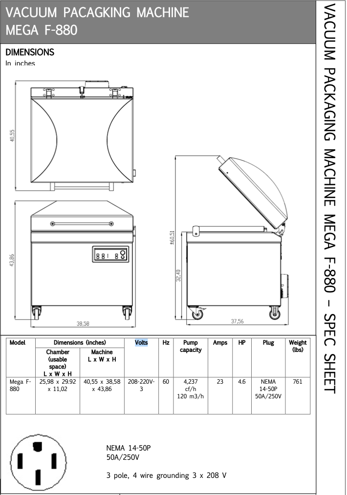 Mega F-880 Vacuum Packing Machine