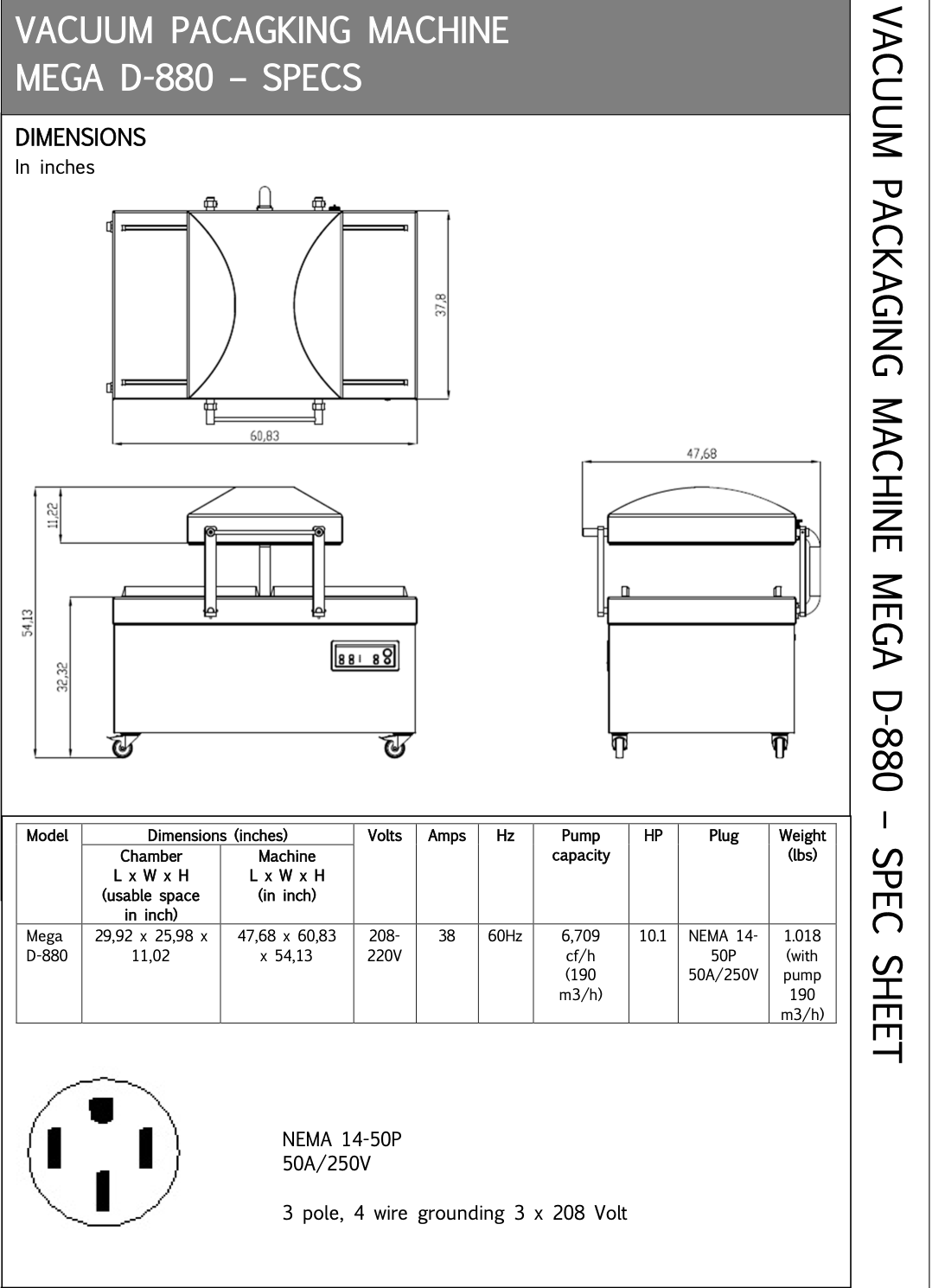 Mega D-880 Vacuum Packing Machine