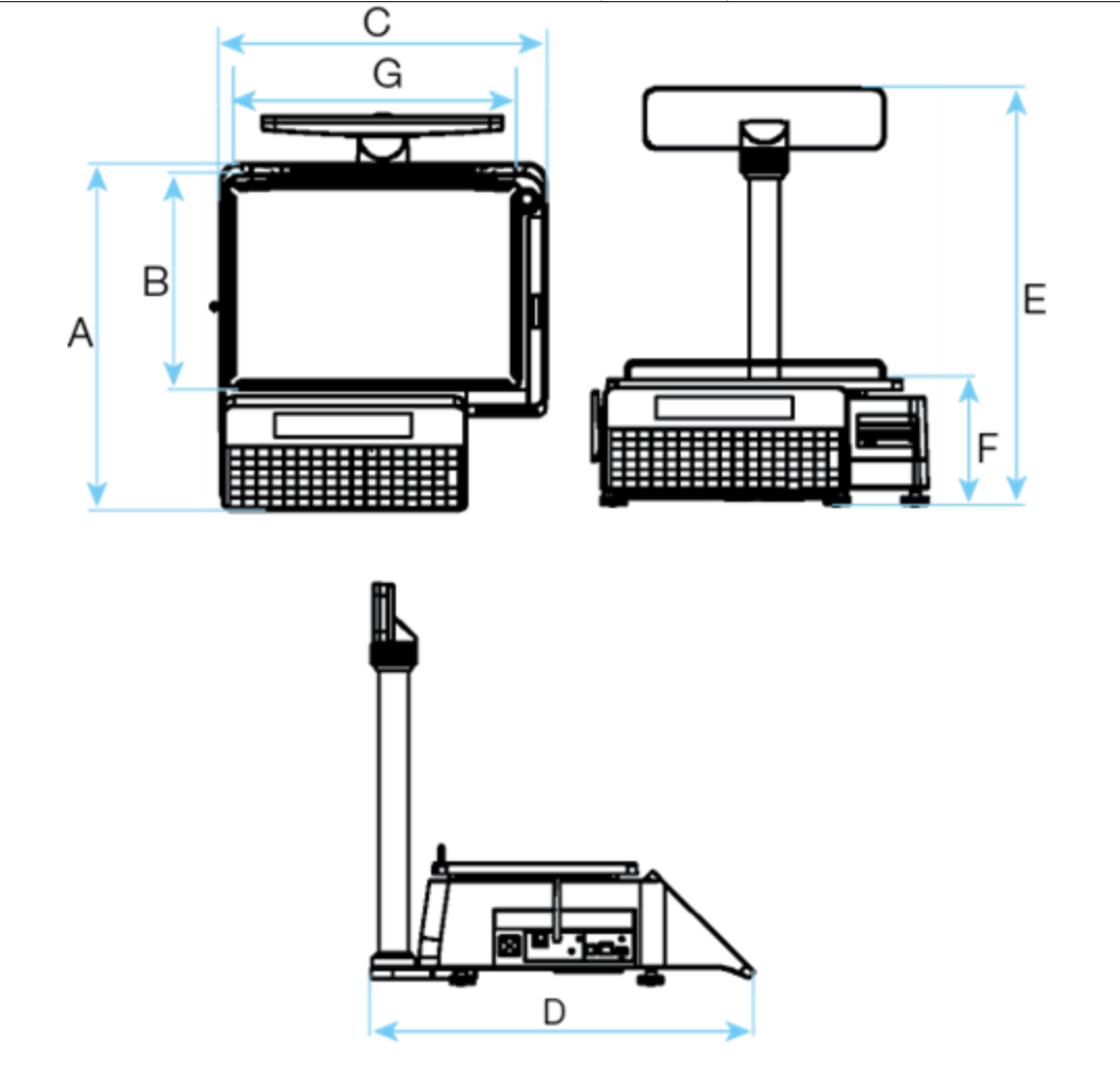 Retail Scale, Uni-3L1 Pole, 60lbs. Integrated Printer, 115VAC