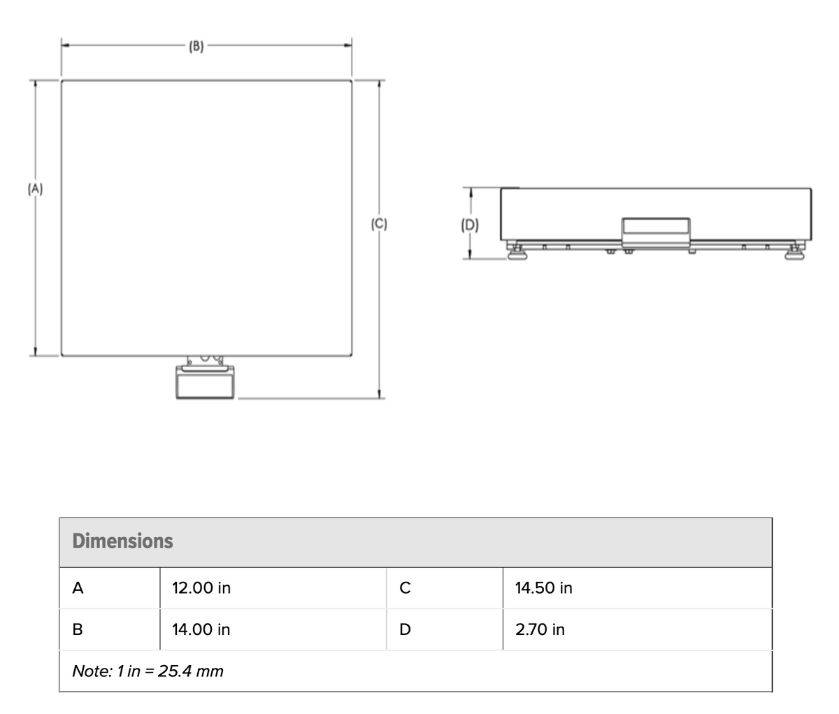 Bench Pro Platform Scale 12"x14"