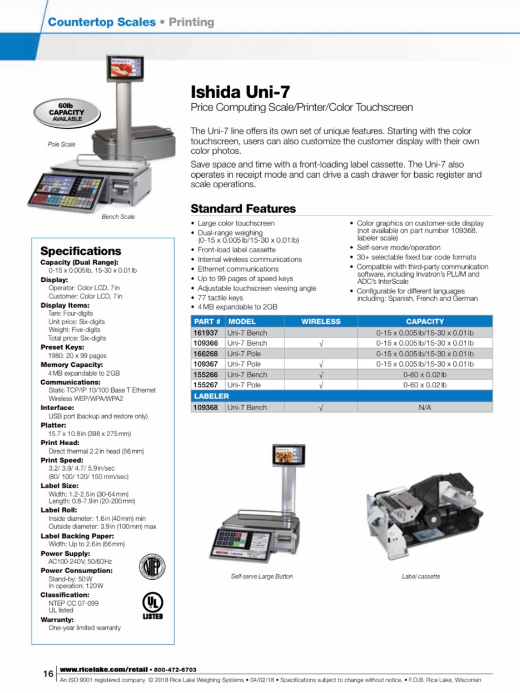 Ishida Uni-3 Price Computing Scale with Printer